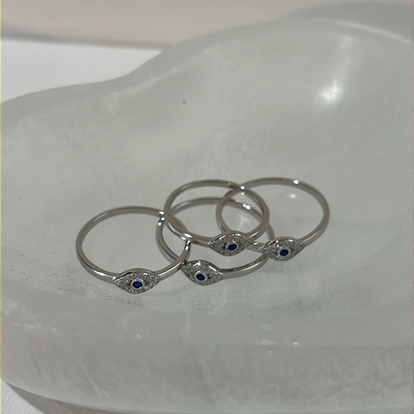 SOLID 925 STERLING SILVER EVIL EYE RING - Picture 5 of 5